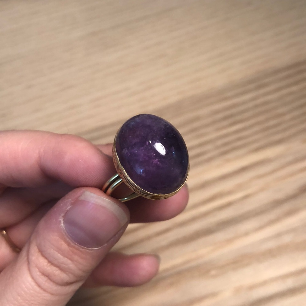 Amethyst Cabochon Handmade Ring
